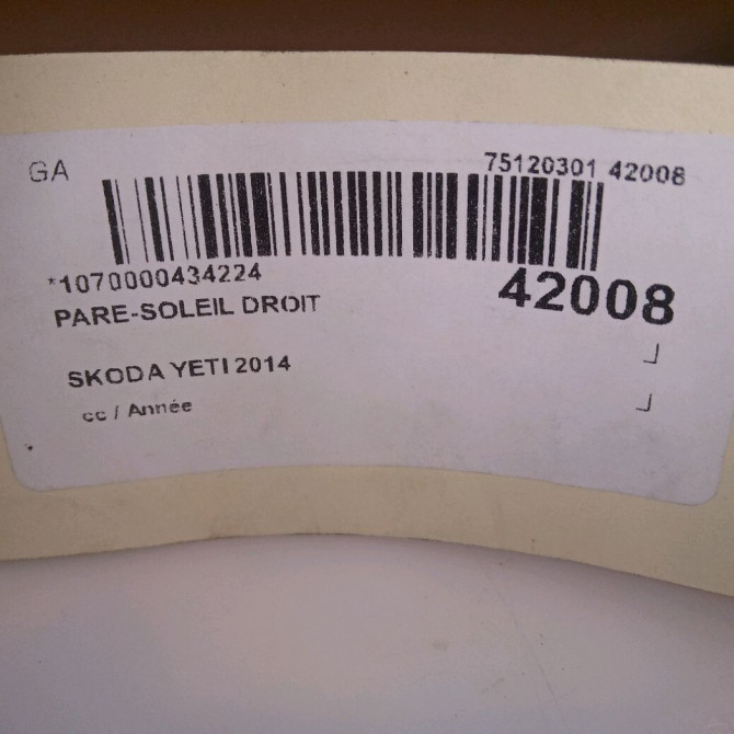 Pare-soleil droit occasion SKODA YETI 4