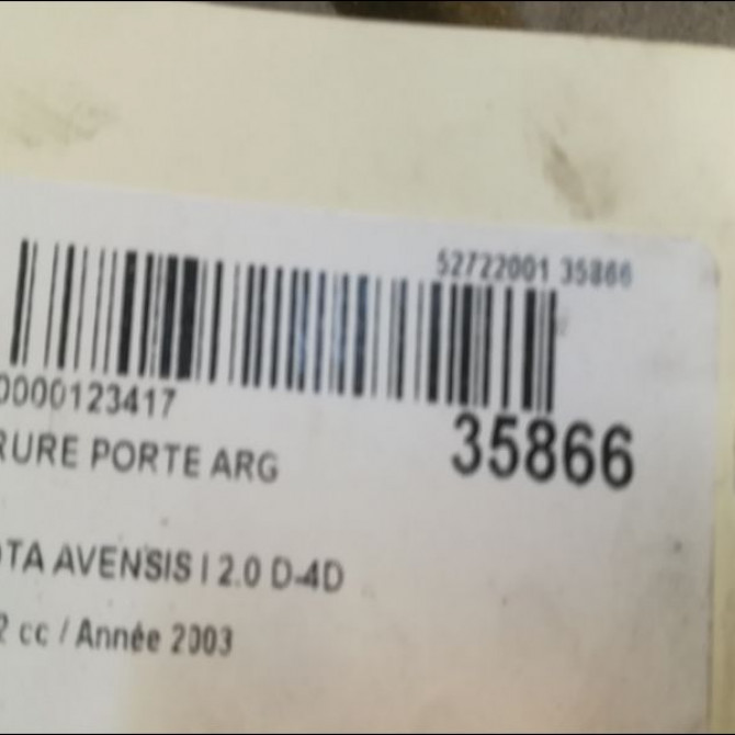 Serrure porte arg occasion TOYOTA AVENSIS I Phase 2 09-2000->05-2003 2.0 D-4D 6906002101 3