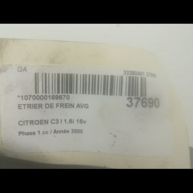 Etrier de frein avant gauche occasion CITROEN C3 I Phase 1 04-2002->10-2005 1.6i 16v 4401E2 3