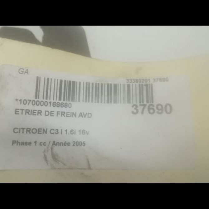 Etrier de frein avant droit occasion CITROEN C3 I Phase 1 04-2002->10-2005 1.6i 16v 4401E3 3