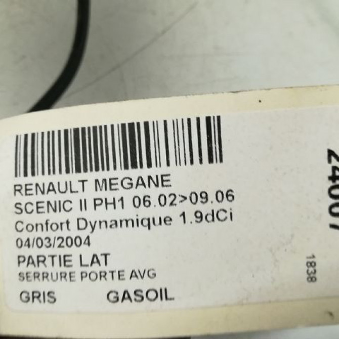 Serrure porte avg occasion RENAULT MEGANE II Phase 1 09-2003->12-2005 8200119122 5