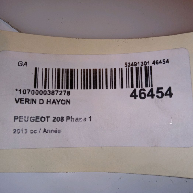 Verin droit hayon occasion PEUGEOT 208 208 Phase 1 2012-03-01->2015-09-30 9676494780 3