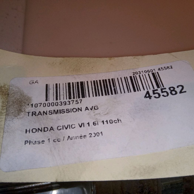 Transmission avant gauche occasion HONDA CIVIC VI Phase 1 03-2001->12-2003 1.6i 110ch 44306S5AN50 5