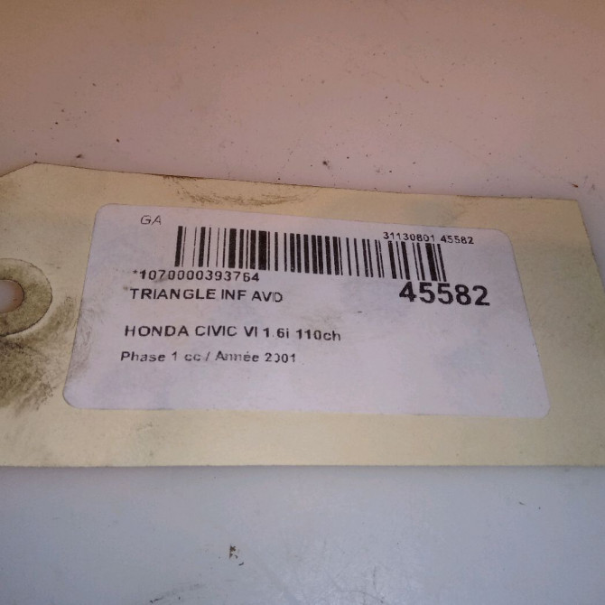 Triangle inf avd occasion HONDA CIVIC VI Phase 1 03-2001->12-2003 1.6i 110ch 51350S6AA00 4