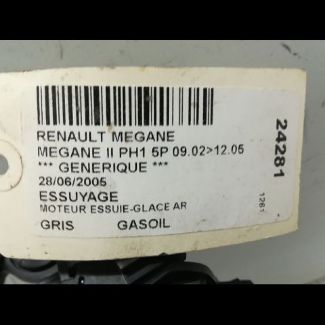 Moteur essuie-glace arrière occasion RENAULT MEGANE II Phase 1 09-2003->12-2005 1.5 DCI 80ch 8200080900 4