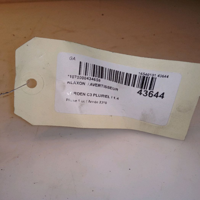 Klaxon  / avertisseur occasion CITROEN C3 PLURIEL I Phase 1 04-2003->09-2008 1.4 HDi 6236J9 4