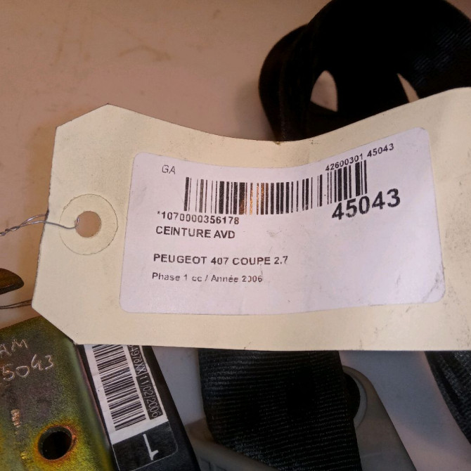 Ceinture avant droite occasion PEUGEOT 407 COUPE Phase 1 10-2005->12-2011 2.7 HDI 204ch 8974YK 4