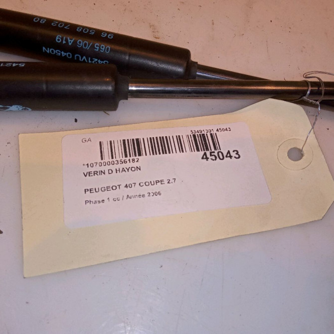 Verin droit hayon occasion PEUGEOT 407 COUPE Phase 1 10-2005->12-2011 2.7 HDI 204ch 8731L2 3