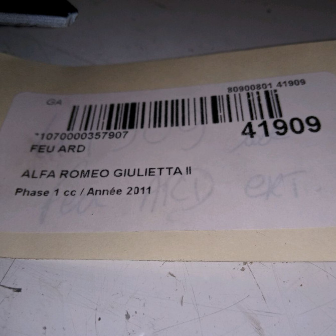 Feu arrière droit occasion ALFA ROMEO GIULIETTA II Phase 1 03-2010->12-2013 1.6 JTDM 105ch 50513612 3
