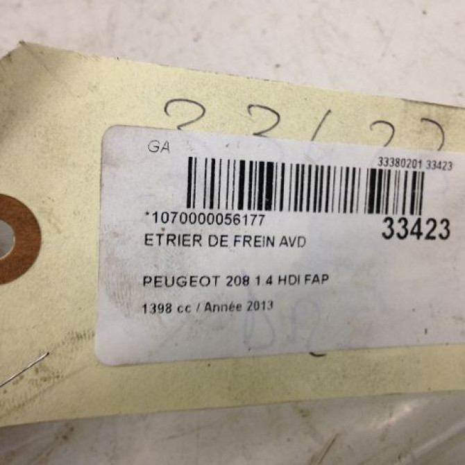 Etrier de frein avant droit occasion PEUGEOT 208 208 Phase 1 2012-03-01->2015-09-30 1.4 HDI 68ch 4400R7 3