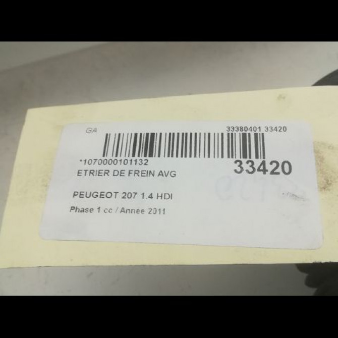 Etrier de frein avant droit occasion PEUGEOT 207 Phase 1 04-2006->06-2013 1.4 HDI 4400R7 3