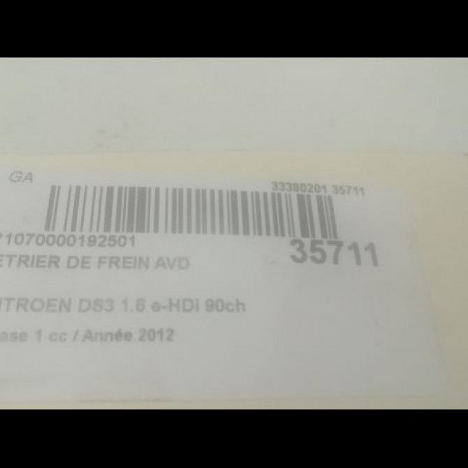 Etrier de frein avant droit occasion CITROEN DS3 Phase 1 11-2009->03-2014 1.6 e-HDi 90ch 4400R7 3