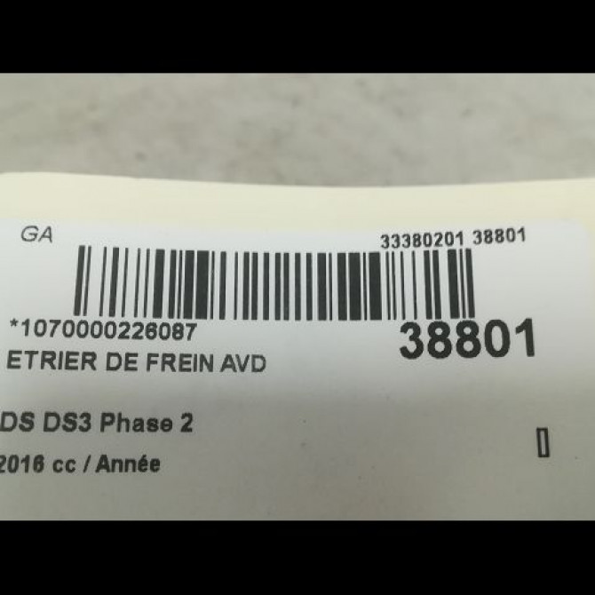Etrier de frein avant droit occasion DS DS3 Phase 2 06-2014->... 4400R7 3