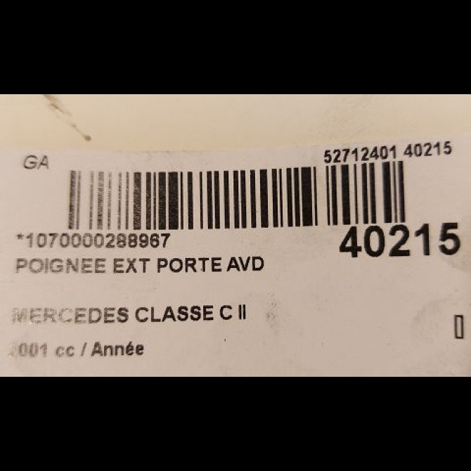 Poignee ext porte avd occasion MERCEDES CLASSE C II Phase 1 05-2000->03-2004 21176008709999 2