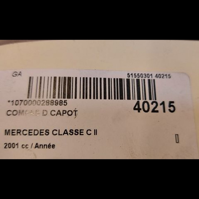 Compas d capot occasion MERCEDES CLASSE C II Phase 1 05-2000->03-2004 2038800428 2