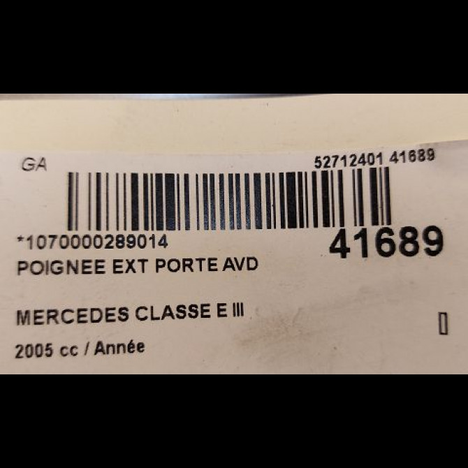Poignee ext porte avd occasion MERCEDES CLASSE E III Phase 1 03-2002->06-2006 E280CDi FAP 177ch 21176008709999 2