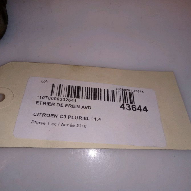 Etrier de frein avant droit occasion CITROEN C3 PLURIEL I Phase 1 04-2003->09-2008 1.4 HDi 4401E3 4