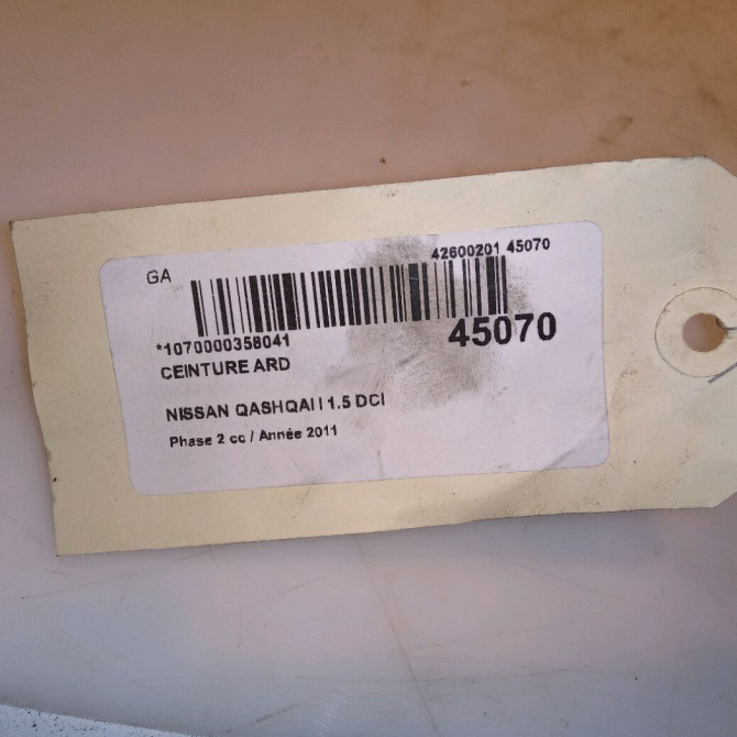 Ceinture arrière droite occasion NISSAN QASHQAI I Phase 2 03-2010->04-2014 1.5 DCI 110ch 88844JD000 4