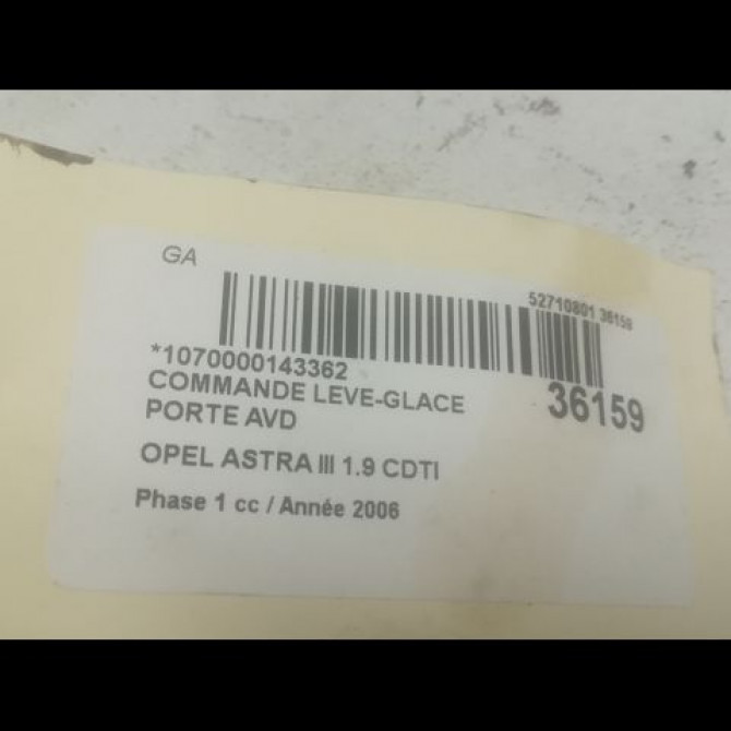 Commande lève-glace porte avant droite occasion OPEL ASTRA III ASTRA III Phase 1 2004-04-01->2006-12-31 1.9 CDTI 120ch 13228881 3