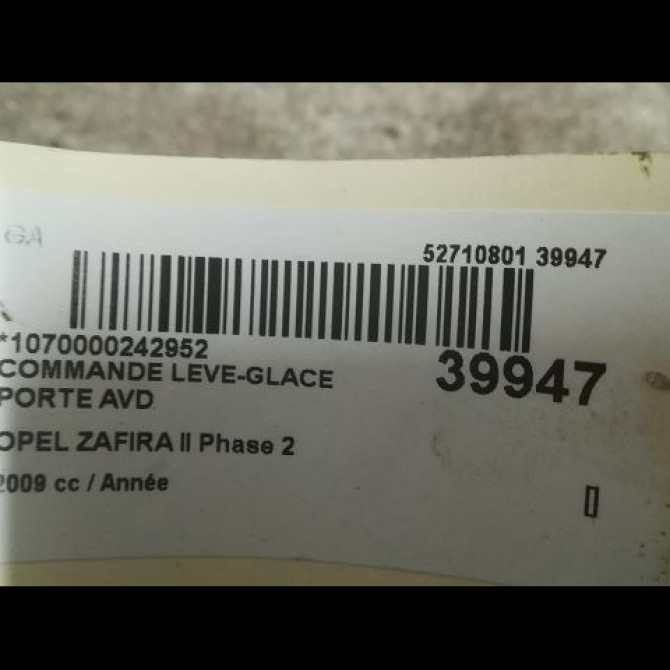 Commande lève-glace porte avant droite occasion OPEL ZAFIRA II Phase 2 01-2008->12-2014 13228881 3