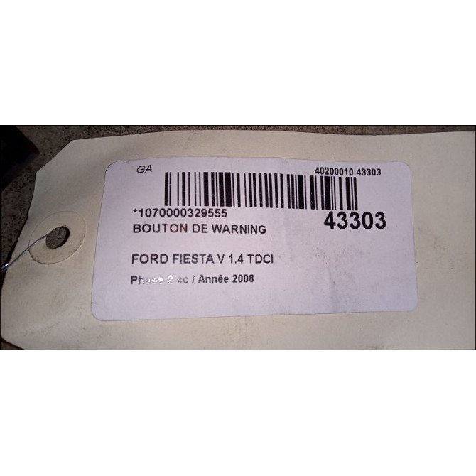 Bouton de warning occasion FORD FIESTA V Phase 2 10-2005->10-2008 1.4 TDCI 1335876 2