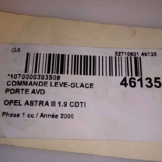 Commande lève-glace porte avant droite occasion OPEL ASTRA III ASTRA III Phase 1 2004-04-01->2006-12-31 1.9 CDTI 120ch 13228881 5