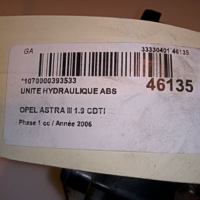 Unité hydraulique ABS occasion OPEL ASTRA III ASTRA III Phase 1 2004-04-01->2006-12-31 1.9 CDTI 120ch 93191515 7