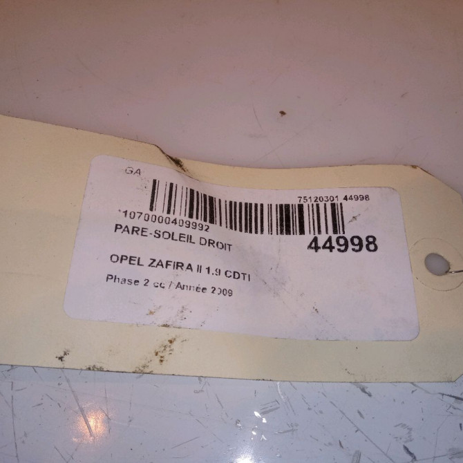 Pare-soleil droit occasion OPEL ZAFIRA II Phase 2 01-2008->12-2014 1.9 CDTI 100ch 13281677 4