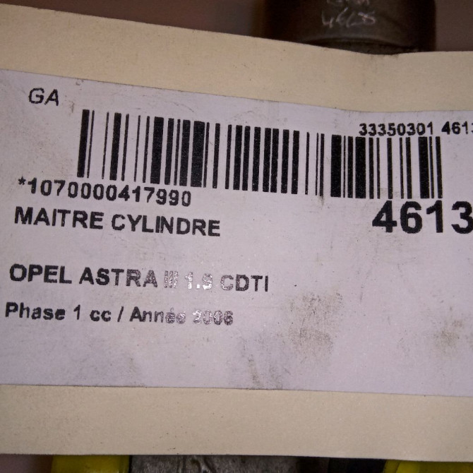 Maitre cylindre occasion OPEL ASTRA III ASTRA III Phase 1 2004-04-01->2006-12-31 1.9 CDTI 120ch 93182937 4