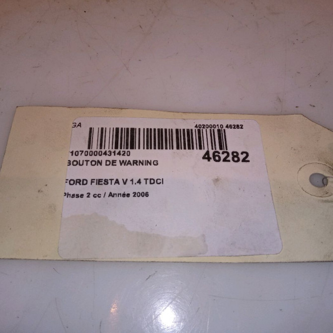 Bouton de warning occasion FORD FIESTA V Phase 2 10-2005->10-2008 1.4 TDCI 1335876 4