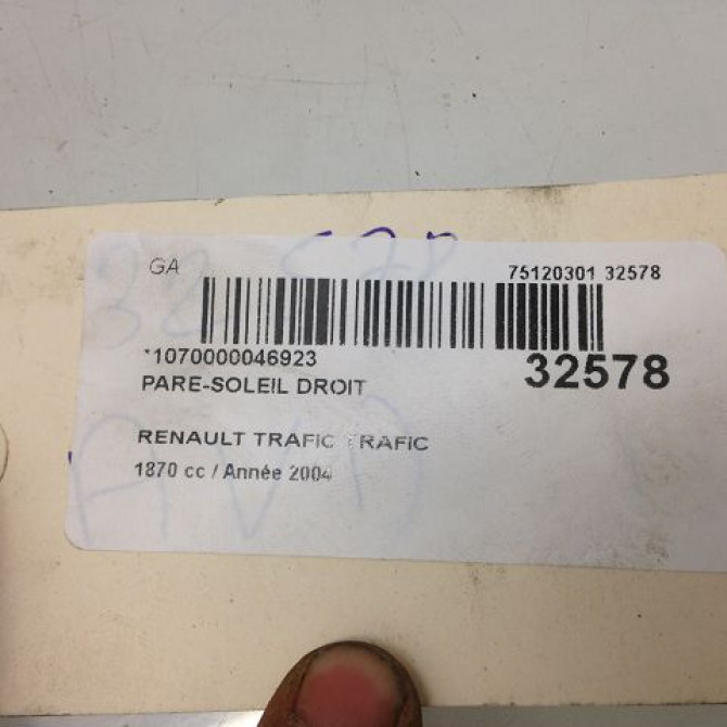Pare-soleil droit occasion RENAULT TRAFIC II Phase 1 10-2001->08-2006 1.9 DCI 82ch 7701477801 3