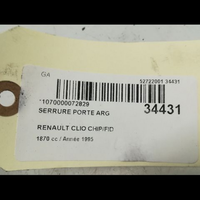 Serrure porte arg occasion RENAULT CLIO I Phase 1 06-1990->03-1994 1.9 D 7701036102 4