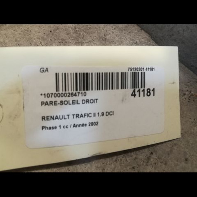Pare-soleil droit occasion RENAULT TRAFIC II Phase 1 10-2001->08-2006 1.9 DCI 100ch 7701477801 3