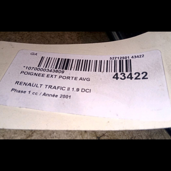 Poignee ext porte avg occasion RENAULT TRAFIC II Phase 1 10-2001->08-2006 1.9 DCI 100ch 805065812R 3