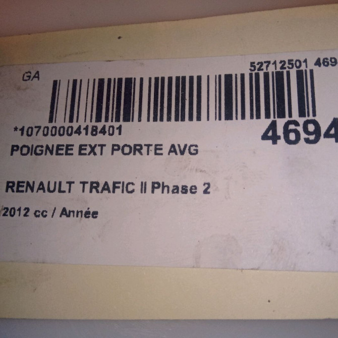 Poignee ext porte avg occasion RENAULT TRAFIC II Phase 2 08-2006->... 805065812R 4