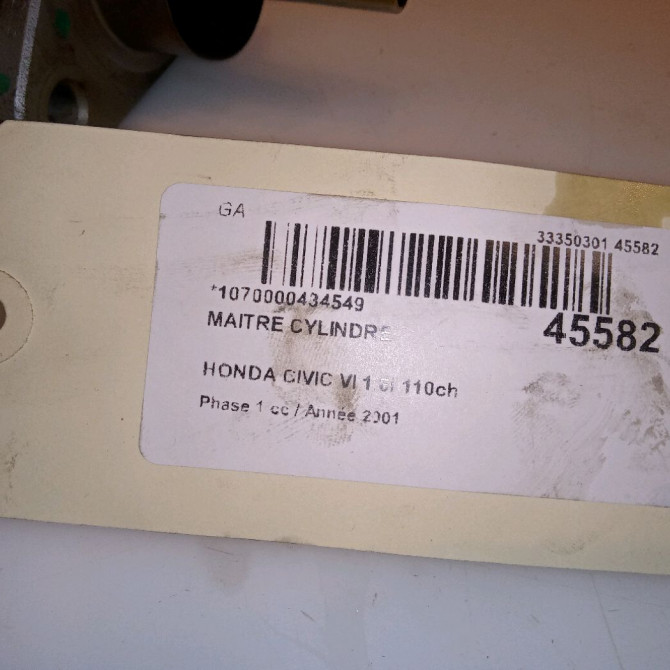 Maitre cylindre occasion HONDA CIVIC VI Phase 1 03-2001->12-2003 1.6i 110ch 46100S6AG01 5