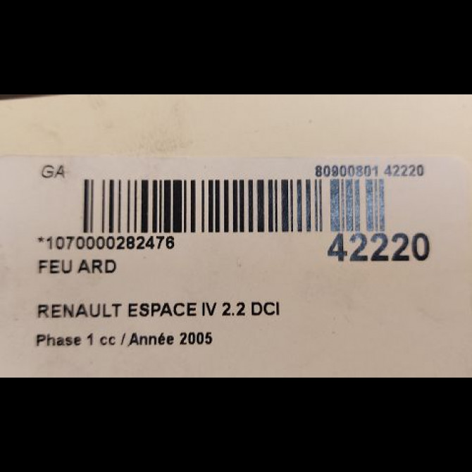 Feu arrière droit occasion RENAULT ESPACE IV Phase 1 09-2002->03-2006 2.2 DCI 150ch 8200027152 3