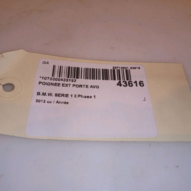 Poignee ext porte avg occasion B.M.W. SERIE 1 II Phase 1 08-2011->06-2015 51210445185 4