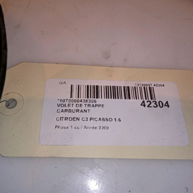 Volet de trappe carburant occasion CITROEN C3 PICASSO Phase 1 02-2009->08-2012 1.6 HDi 16v 90ch 1517G8 5