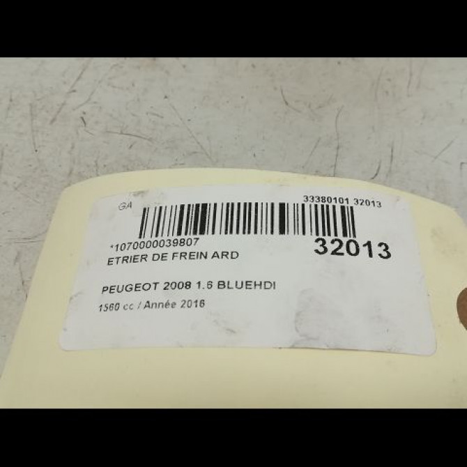 Etrier de frein arrière droit occasion PEUGEOT 2008 Phase 1 01-2013->... 4400W6 4