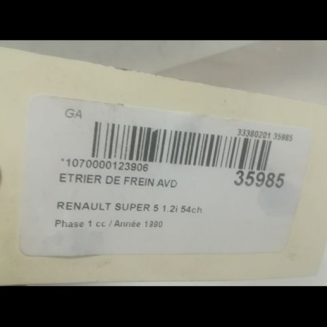Etrier de frein avant droit occasion RENAULT SUPER 5 Phase 1 10-1984->12-1996 1.2i 54ch 7701202986 3