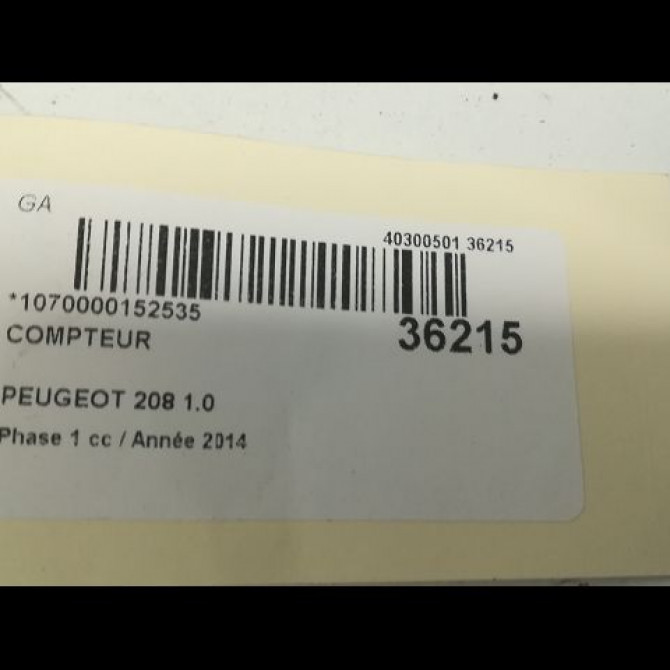 Compteur occasion PEUGEOT 208 208 Phase 1 2012-03-01->2015-09-30 1.0 PURETECH 68ch 9825986180 3