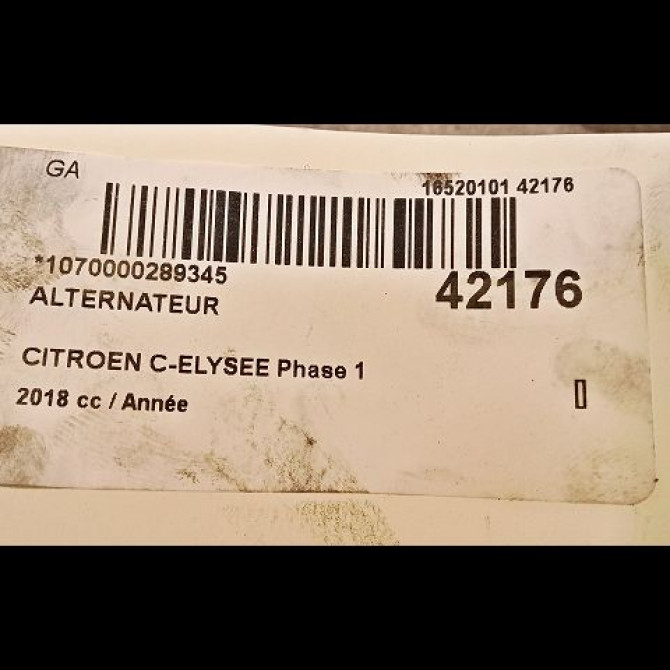 Alternateur occasion CITROEN C-ELYSEE Phase 1 06-2012->... 9809391880 3