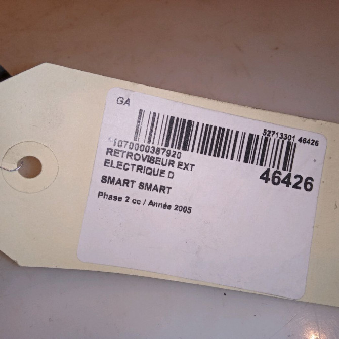 Retroviseur exterieur electrique droit occasion SMART SMART CITY/FORTWO I SMART CITY/FORTWO I Phase 2 2002-03-01->2006-12-31 61ch Q0010180V001C49L00 5