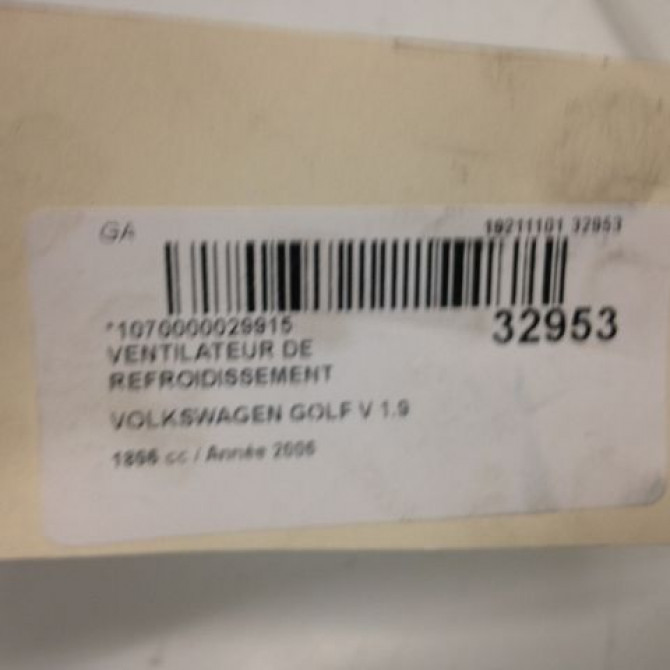 Ventilateur de refroidissement occasion VOLKSWAGEN GOLF V Phase 1 11-2003->10-2008 5