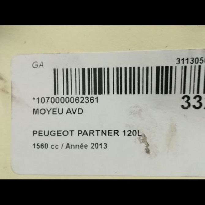 Moyeu avd occasion PEUGEOT PARTNER II Phase 2 05-2012->... 1606623580 5