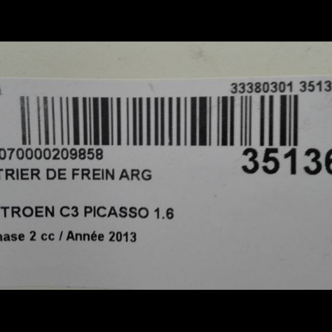 Etrier de frein arrière gauche occasion CITROEN C3 PICASSO Phase 2 09-2012->... 1.6 HDI 90ch 4400W5 3