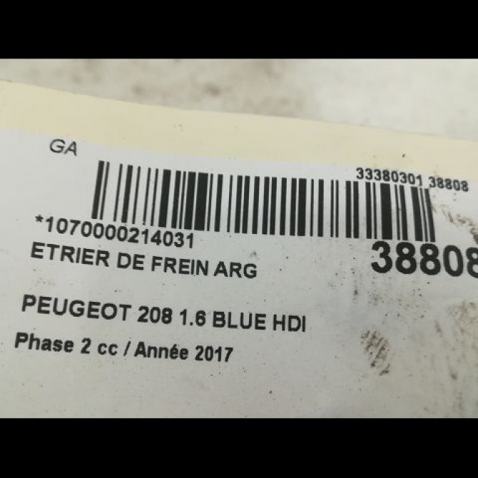 Etrier de frein arrière gauche occasion PEUGEOT 208 Phase 2 04-2015->... 1.6 BLUE HDI 100ch 4400W5 3
