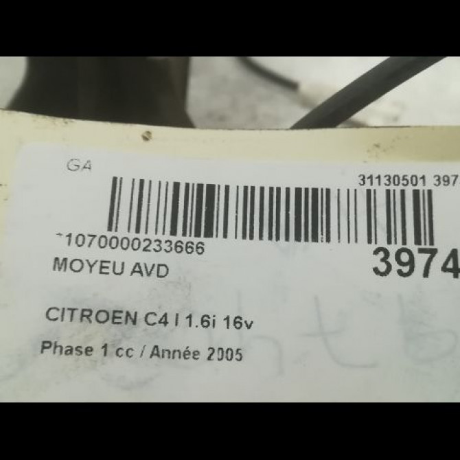 Moyeu avd occasion CITROEN C4 I Phase 1 11-2004->07-2008 1.6i 16v 1606623580 3