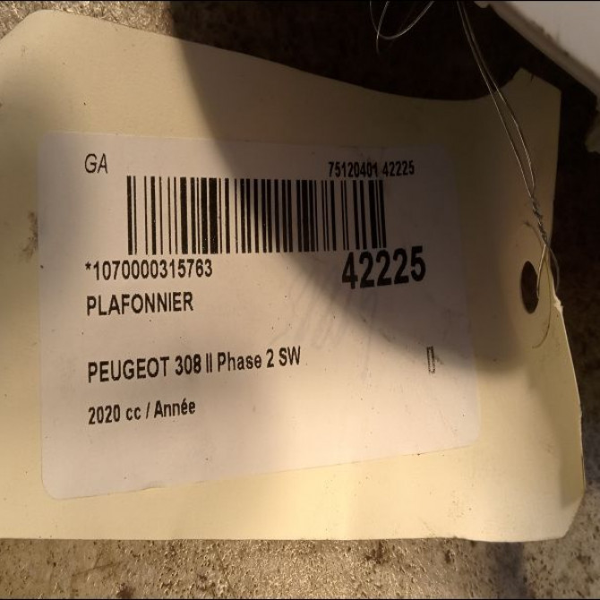 Plafonnier occasion PEUGEOT 308 II Phase 2 SW 04-2017->... 96781443PR 2